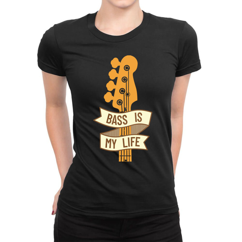 Bass Headstock T  Shirt Bass Is My Life Bass Guitar Headstock T  Shirt Ladies Fitted T-Shirt by tillmantamara472 | Artistshot