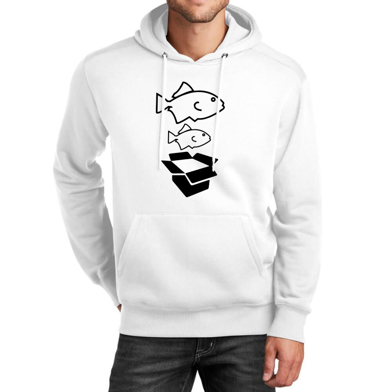 Big Fish Little Fish Cardboard Box Unisex Hoodie by skw art | Artistshot