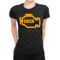 Yellow Car Engine Dashboard Warning Light  Funny Mechanic Ladies Fitted T-shirt | Artistshot