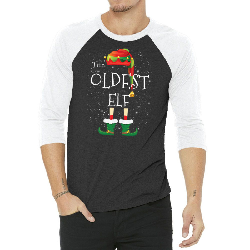 Oldest Elf Family Matching Christmas Group Funny Pajama Gift 3/4 Sleeve Shirt | Artistshot