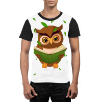 Owl Reading A Book Graphic T-shirt | Artistshot