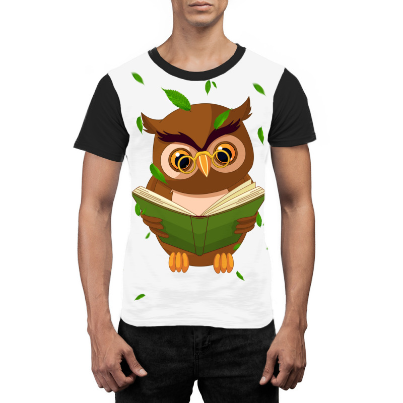 Owl Reading A Book Graphic T-shirt by Hikarost78 | Artistshot