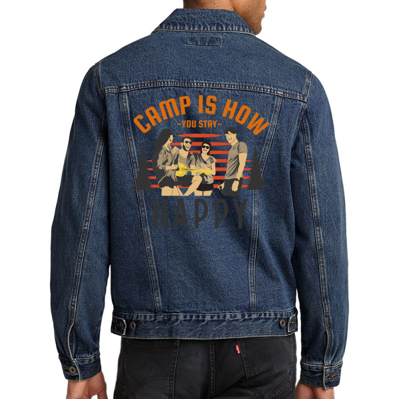 Camp Is How You Stay Happy Men Denim Jacket by April Shop | Artistshot