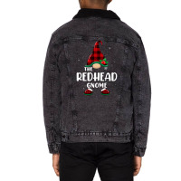 Redhead Gnome Buffalo Plaid Matching Family Christmas Pajama Funny Gif Unisex Sherpa-lined Denim Jacket | Artistshot