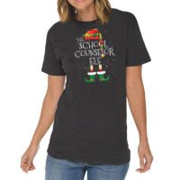 School Counselor Elf Family Matching Christmas Group Funny Pajama Gift Vintage T-shirt | Artistshot