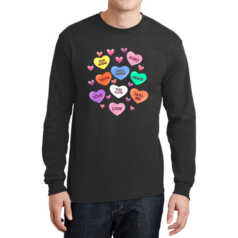 Womens Valentine Candy Heart Valentines Day Vneck Long Sleeve Shirts | Artistshot