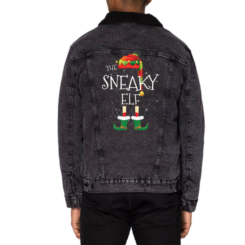 Sneaky Elf Family Matching Christmas Group Funny Gift Unisex Sherpa-lined Denim Jacket | Artistshot