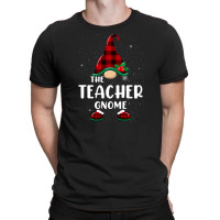 Teacher Gnome Buffalo Plaid Matching Family Christmas Pajama Funny Gif T-shirt | Artistshot