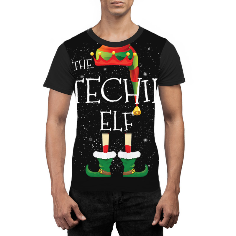 Techie Elf Family Matching Christmas Group Funny Pajama Gift Graphic T-shirt | Artistshot