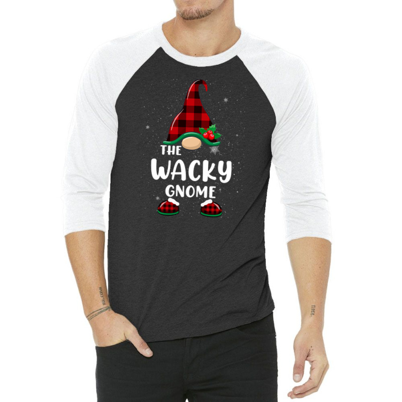 Wacky Gnome Buffalo Plaid Matching Family Christmas Pajama Funny Gift 3/4 Sleeve Shirt | Artistshot