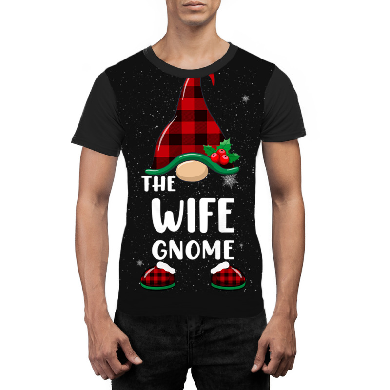 Wife Gnome Buffalo Plaid Matching Family Christmas Pajama Funny Gift Graphic T-shirt | Artistshot