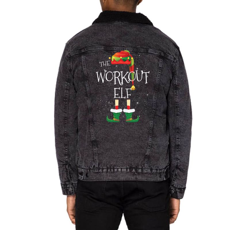 Workout Elf Family Matching Christmas Group Funny Pajama Gift Unisex Sherpa-lined Denim Jacket | Artistshot