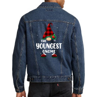 Youngest Gnome Buffalo Plaid Matching Family Christmas Pajama Funny Gi Men Denim Jacket | Artistshot