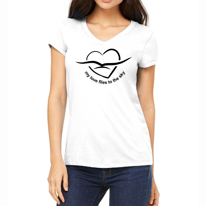 My Love Flies To The Sky Women's V-Neck T-Shirt by WawanRidwan | Artistshot