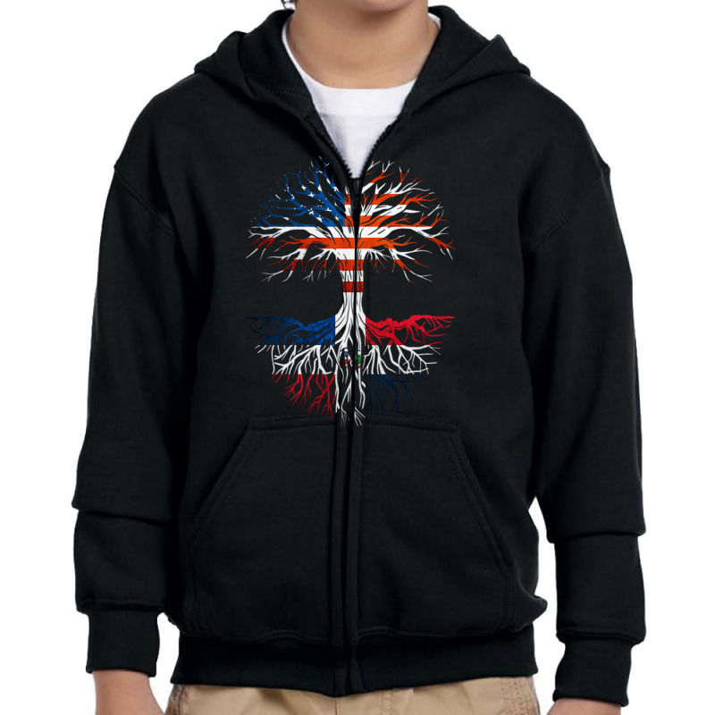 American Grown Dominican Roots Tree Dominican Republic Flag Usa Flag Youth Zipper Hoodie by DaniArt | Artistshot