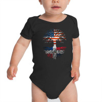 American Grown Dominican Roots Tree Dominican Republic Flag Usa Flag Baby Bodysuit | Artistshot