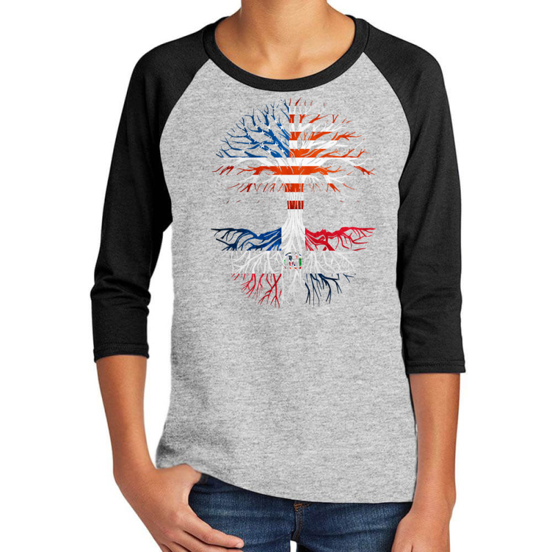 American Grown Dominican Roots Tree Dominican Republic Flag Usa Flag Youth 3/4 Sleeve by DaniArt | Artistshot