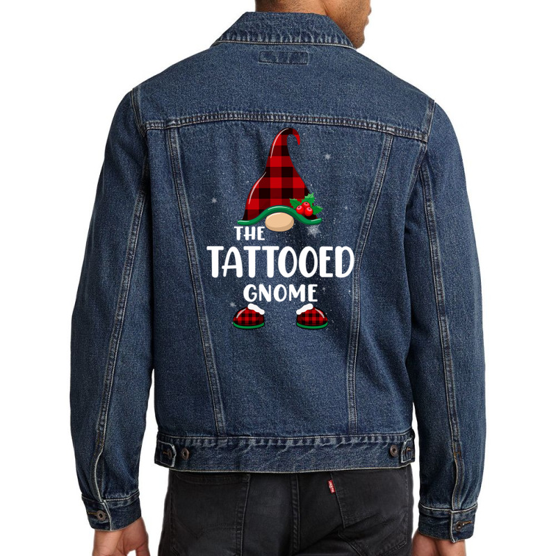 Tattooed Gnome Buffalo Plaid Matching Family Christmas Pajama Funny Gi Men Denim Jacket | Artistshot