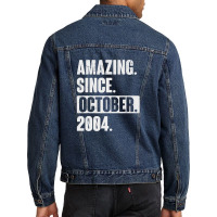 Amazing Since October 2004 Funny 18 Year Old 18th Birthday Men Denim Jacket | Artistshot