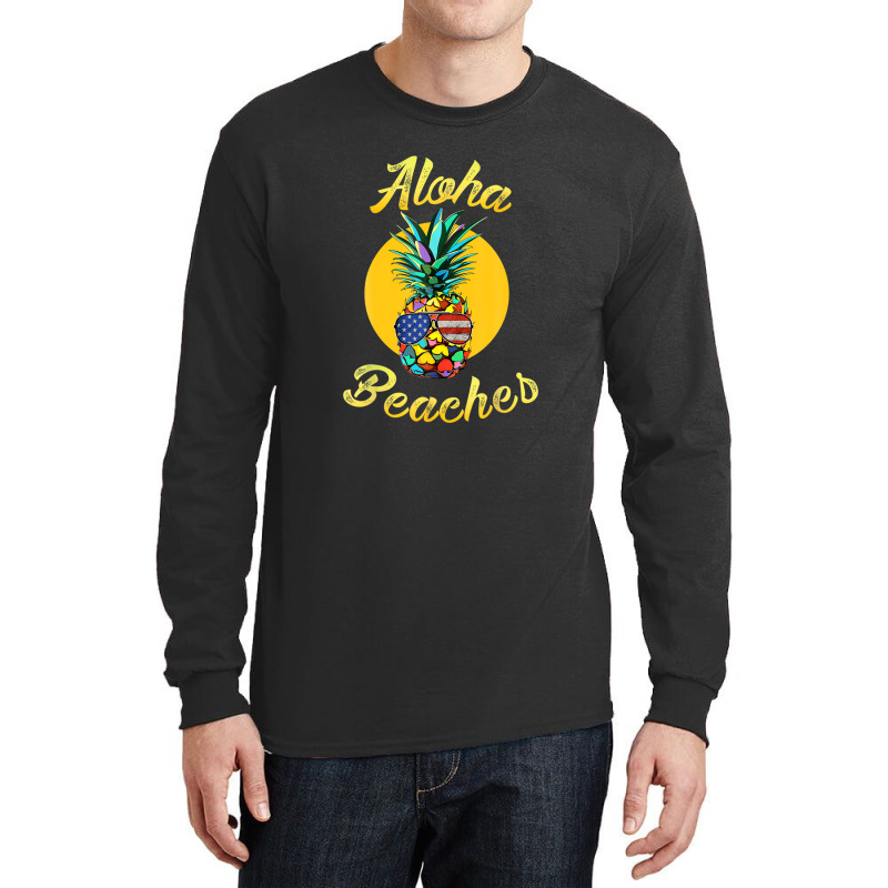 Pineapple Aloha Beaches Rainbow Retro Vintage Hawaiian Long Sleeve Shirts | Artistshot