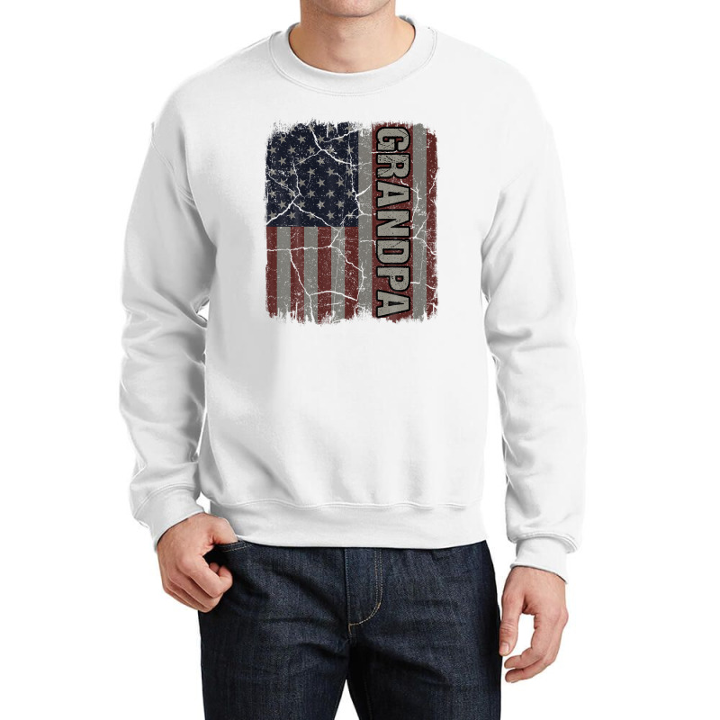 Grandpa American Flag Vintage Father's Day 4th Of July Gift Crewneck Sweatshirt | Artistshot