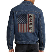 Grandpa American Flag Vintage Father's Day 4th Of July Gift Men Denim Jacket | Artistshot