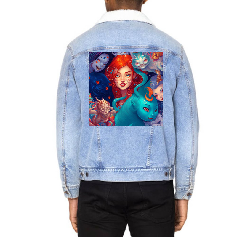 Beautiful Girls Art Unisex Sherpa-lined Denim Jacket | Artistshot