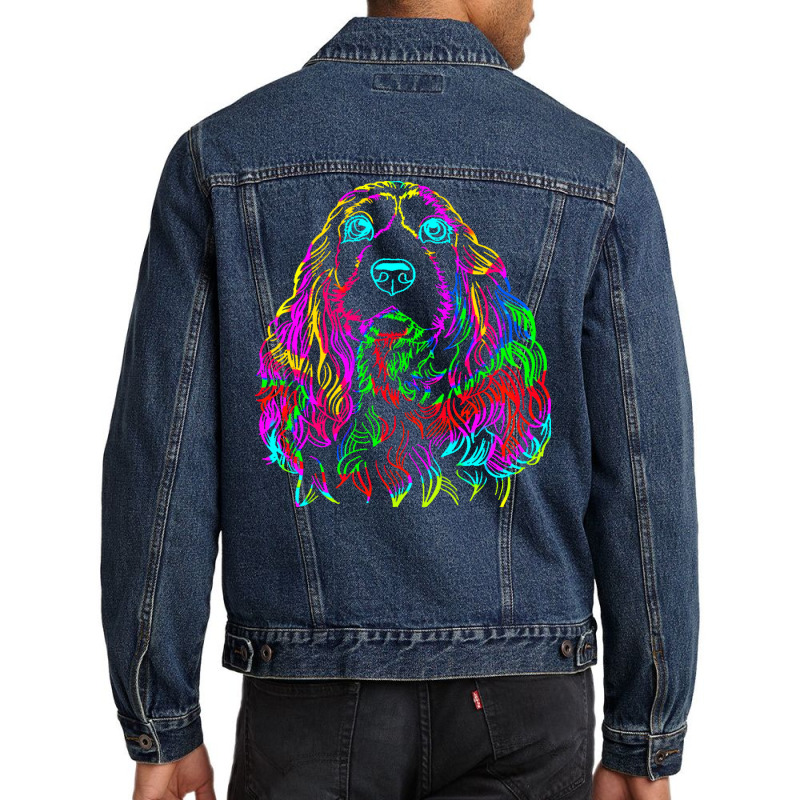 Cocker T  Shirt Colorful Cocker Spaniel Dog T  Shirt Men Denim Jacket by kris86407 | Artistshot