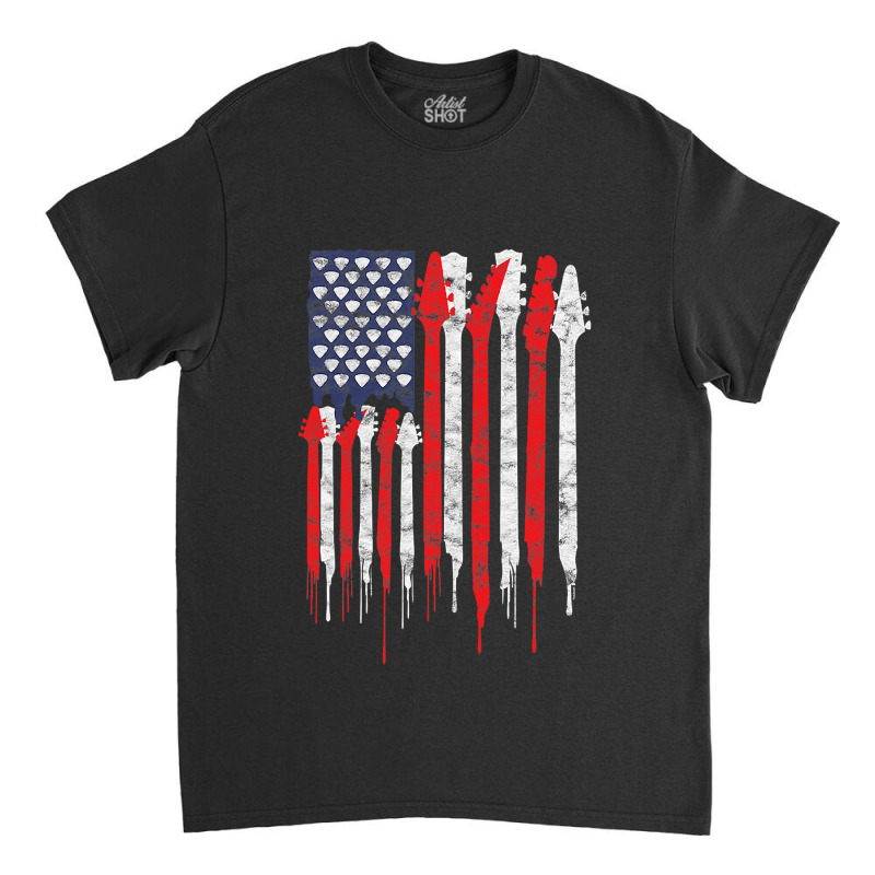 American Flag Guitar Red White Patriotic Music Lover Classic T-shirt | Artistshot