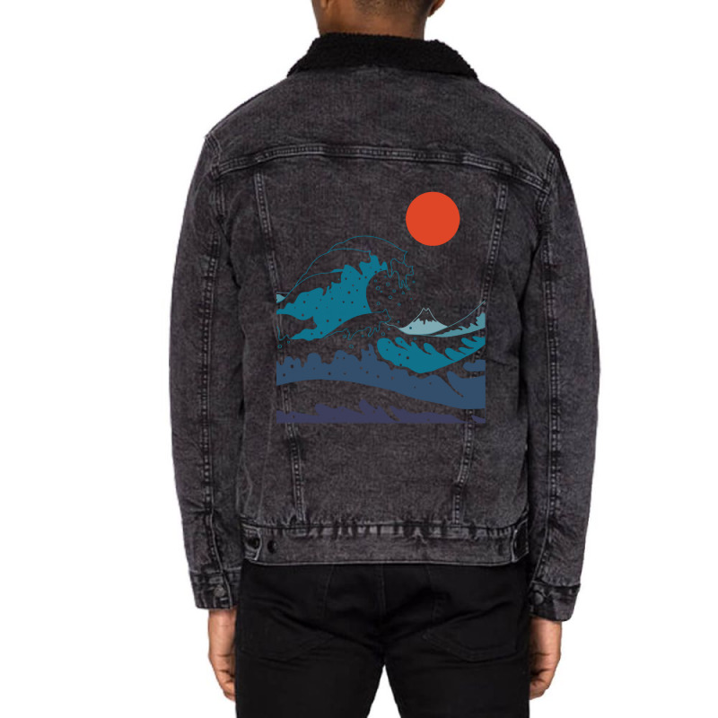 Cat Landscape 34 Unisex Sherpa-Lined Denim Jacket by Timothy90 | Artistshot