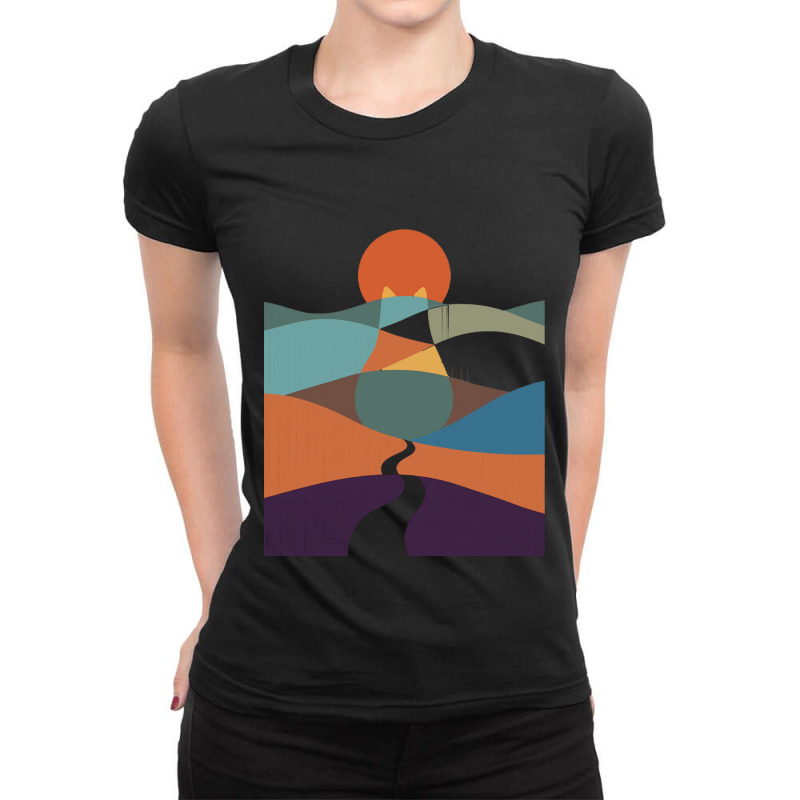 Cat Landscape 65 Ladies Fitted T-Shirt by Timothy90 | Artistshot