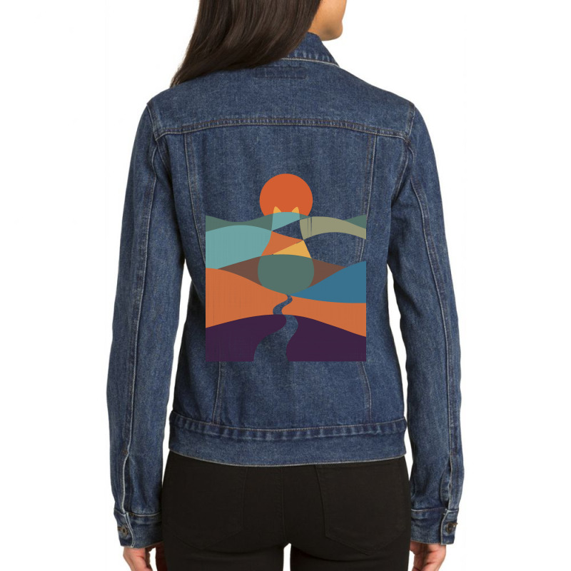 Cat Landscape 65 Ladies Denim Jacket by Timothy90 | Artistshot