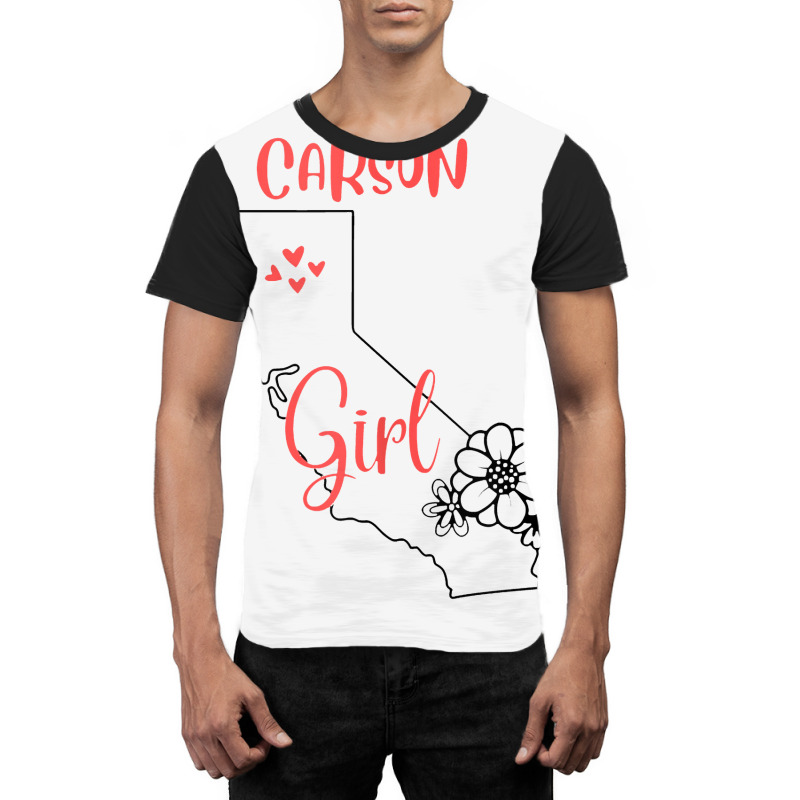 I Love State Of California Flower Outline Carson City Girl Graphic T-shirt by tonierich | Artistshot