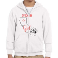 I Love State Of California Flower Outline Carson City Girl Youth Zipper Hoodie | Artistshot