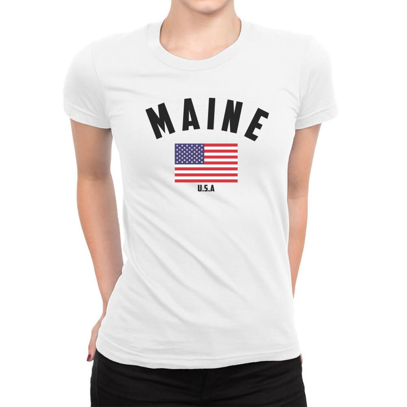 Maine Ladies Fitted T-Shirt by Chris Ceconello | Artistshot