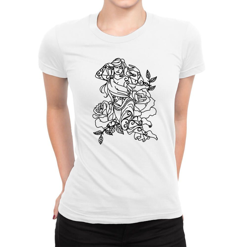 Illustration Of Woman Ladies Fitted T-shirt | Artistshot