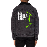 Archery Bow Hunting  Aim Exhale Shoot Unisex Sherpa-lined Denim Jacket | Artistshot