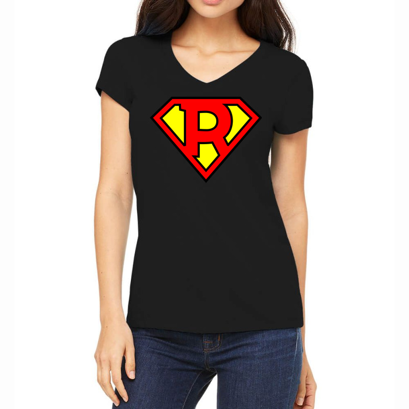 Letter R  Super Letter Vol.1 Women's V-Neck T-Shirt by saheakamkuns | Artistshot