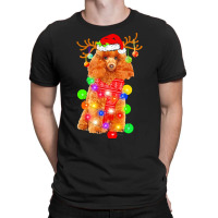 Poodle Christmas T  Shirt Poodle Dog Santa Hat Christmas Lights Happy T-shirt | Artistshot