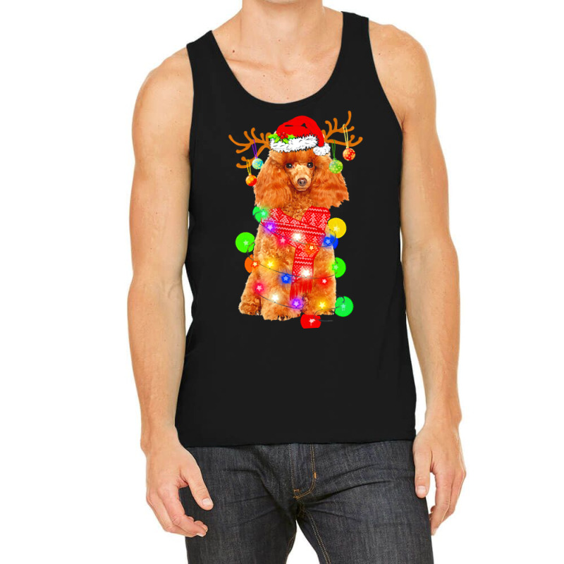 Poodle Christmas T  Shirt Poodle Dog Santa Hat Christmas Lights Happy Tank Top by hegmannaugustine848 | Artistshot