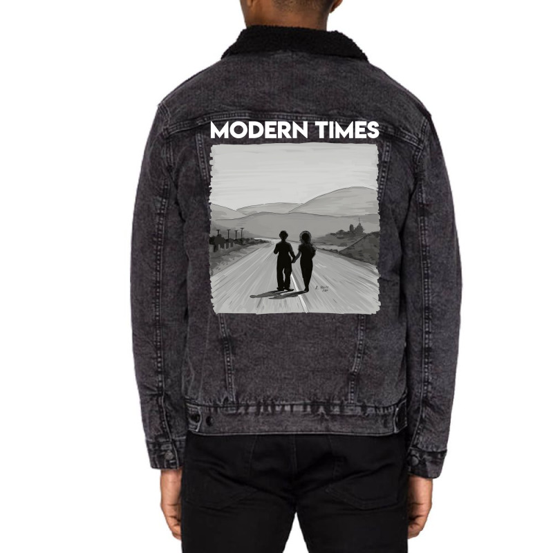 Charly Chaplin   Modern Times Unisex Sherpa-Lined Denim Jacket by chimeyandres5 | Artistshot