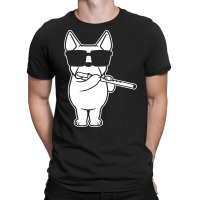 Transverse Flute T  Shirt Flutist Flute Player Dog With Flute T  Shirt T-shirt | Artistshot