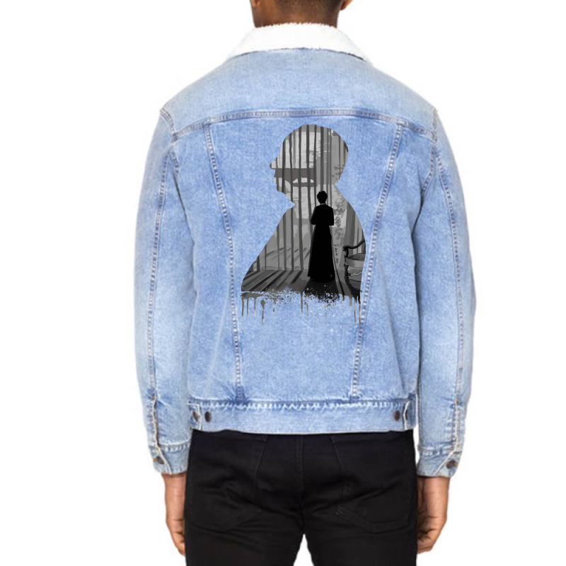 Rebecca Silhouette Illustration Unisex Sherpa-Lined Denim Jacket by aldeeblariik | Artistshot