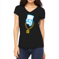 The Simpsons Bart Simpson Skull Bling V-neck Women's V-neck T-shirt | Artistshot