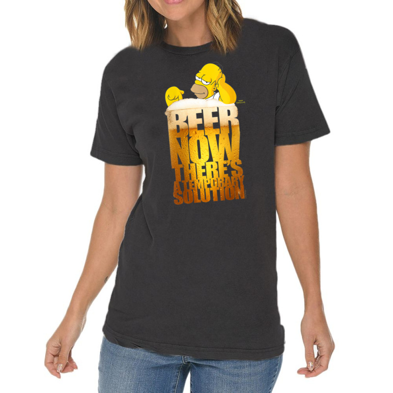 The Simpsons Homer Simpson Beer Thereâ€™s A Temporary Solution V- Vintage T-Shirt by nettiemoodyrjn | Artistshot