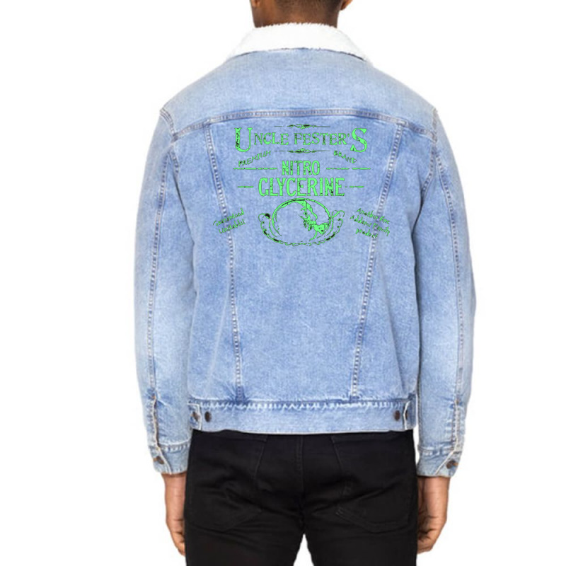 Uncle Fester's Nitro Glycerine Unisex Sherpa-Lined Denim Jacket by sebciomotunt | Artistshot