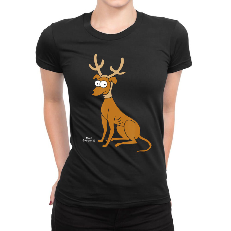 The Simpsons Santaâ€™s Little Helper Reindeer Ears Holiday Ladies Fitted T-Shirt by nettiemoodyrjn | Artistshot