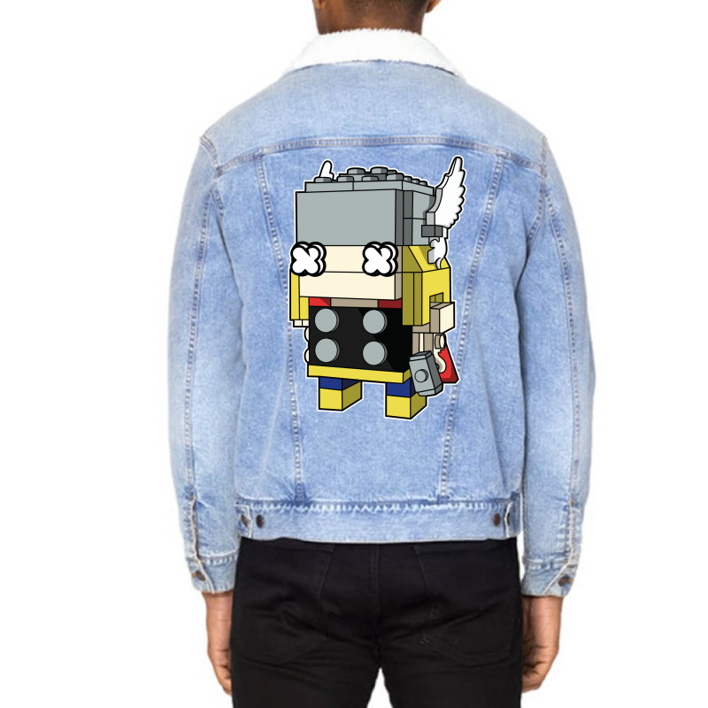 The God Of Thunder Brick Head Unisex Sherpa-lined Denim Jacket | Artistshot