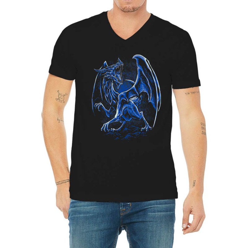 Dragon Blue Rpg Table Top Game Geometry Role Player V-Neck Tee by whoretacarpal | Artistshot