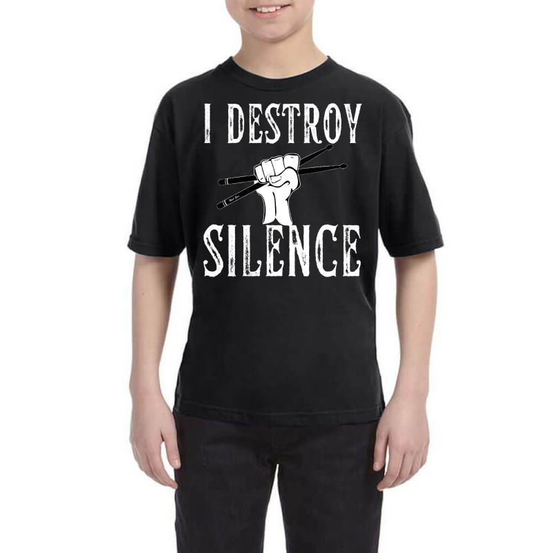 I Destroy Silence Drums Funny Drummer Youth Tee by Ja98 | Artistshot